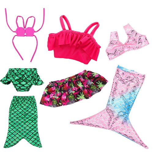 Barwa 18 Inch Doll Clothes Accessories 3 Sets Princess Mermaid Tail Outfits Dress Swimsuit Bikini Tops Underwear Swimwear for 18 Inch Dolls