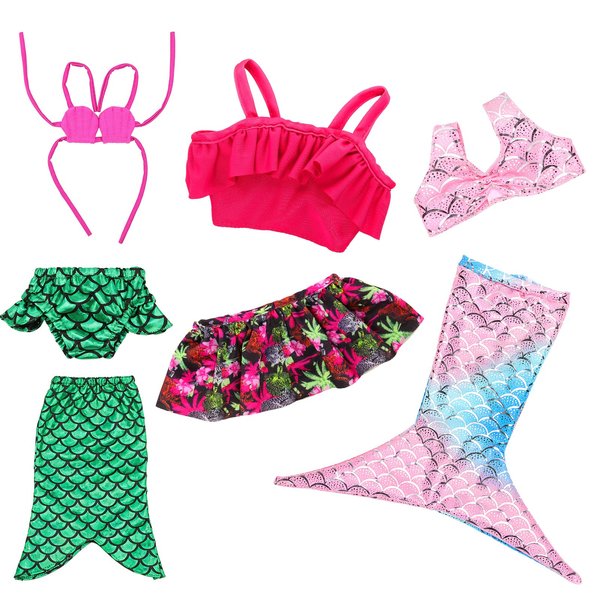 Barwa 18 Inch Doll Clothes Accessories 3 Sets Princess Mermaid Tail Outfits Dress Swimsuit Bikini Tops Underwear Swimwear for 18 Inch Dolls