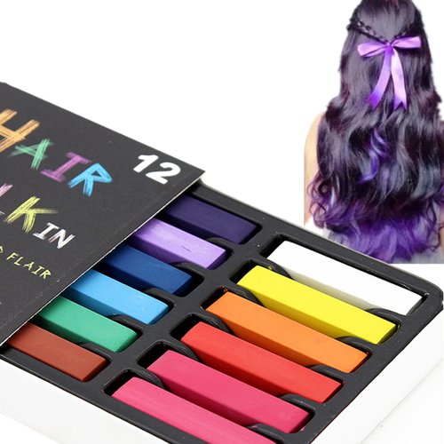 Joyeee Chalk Hair Color for Girls, Adults, Men, Boys, Women and Kids, 12 Colors Washable Hair Chalk for Girls, Water-Soluble Kid Safe Temporary Hair Dye, Chalk for Kids Party Favors Draw Painting