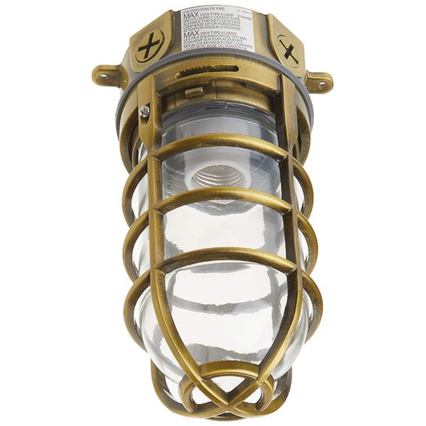 Woods L1706AB Vandal Resistant 150W Incandescent Security Light; Ceiling Mount; Antique Brass
