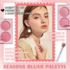 4 Colors Blush Palette for Cheeks,Face Matte Contour Blush Makeup Palette,Buildable Shimmer Facial Cheek Blusher Shades,Blendable Cosmetic Makeup Blush with Blush Brush 01