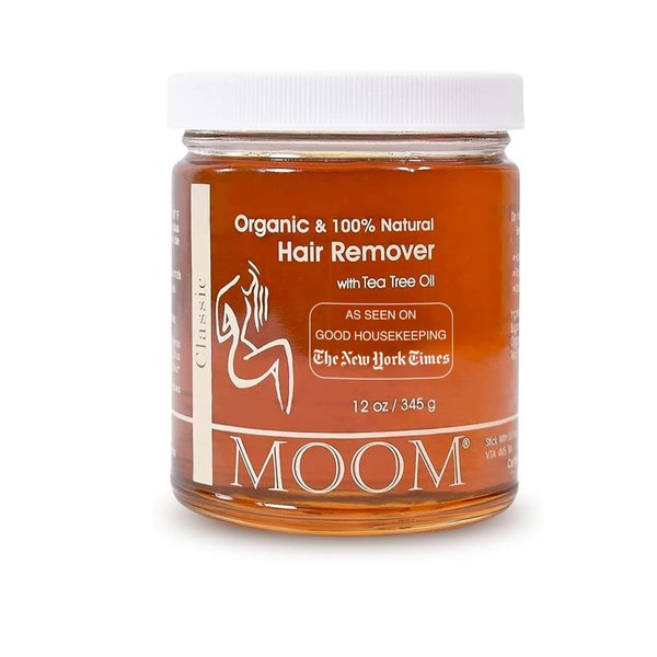 MOOM Organic Sugar Wax with Tea Tree Oil, 12 oz Jar - Hair Removal for Bikini, Brazilian, Face & Legs - Soft Wax for Sensitive Skin, Wax Beads Alternative For Women & Men (Waxing Strips NOT Included)