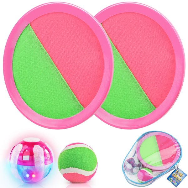 Ayeboovi Toss and Catch Game Set with Light Up Ball Beach Pool Toys for Kids Yard Pool Lawn Outdoor Games for 3 4 5 6 7 8 9 10 Year Old Boys Girls Gifts Christmas Stocking Stuffers-Red