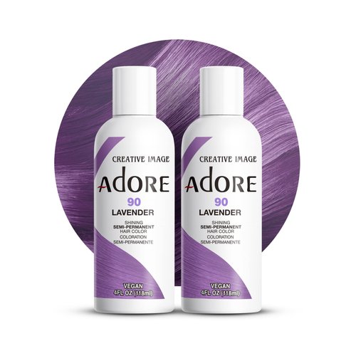 Adore Semi Permanent Hair Color - Vegan and Cruelty-Free Purple Hair Dye - 4 Fl Oz - 090 Lavender (Pack of 2)