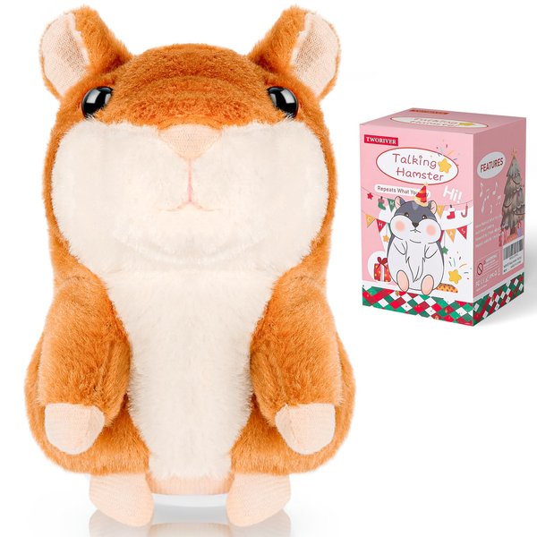 TWORIVER Toddler Stocking Stuffers for Boys Talking Hamster Repeats What You Say,Kids Toys for Ages 2-4 5-7 8-13 Year Old Boy Girl Birthday Gift Toddler Toys Age 1-2, Unique Top Xmas Funny Gifts Brown