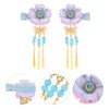 Lurrose 1 Pair Japanese Style Hair Clips Tassel Flower Kimono Traditional Hairpins Barrette Cherry Blossom Hair Clamp Bride Hanfu Accessory for Womens Girls (Blue)