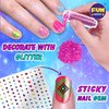 Nail Kit for Girls Ages 7-12, FunKidz Peelable Nail Art Set with Nail Polish Pens Glitter Sticky Temporary Nail Decoration Makeup Kit for Teens Party