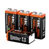 EBL USB Rechargeable 9V Lithium Batteries - 5400mWh Long Lasting LI-ion Batteries with Micro Charging Cable - Quick Charge in 2 Hours (4 Pack)