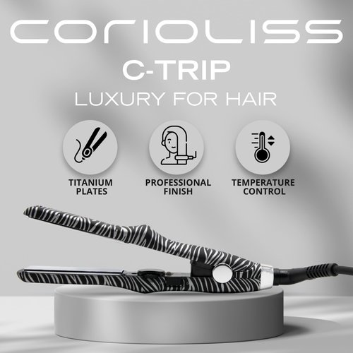 CORIOLISS C Trip Mini | Hair Straighteners for Women | Titanium| Flat Iron | Professional with Temperature Control (Zebra Silver)