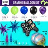 Video Game Balloon Garland Arch Kit 127Pcs Purple Teal Blue Green Black Purple Starburst Foil Balloons for Boys Game Theme Party Decorations gamer night Birthday Supplies