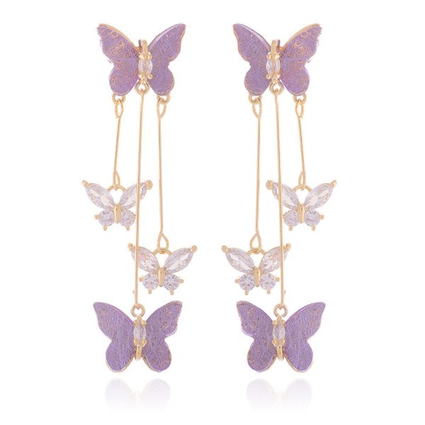 HUASAI Purple Butterfly Drop Earrings for Teen Girls, Metal Type: Mental, Product Type: Earring, Target Gender: Unisex