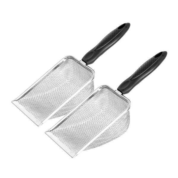 Protover Reptile Sand Substrate Metal Sand Shovel Stainless Steel Fine Mesh Terrarium Substrate Litter Corner Cleaner Reptile Habitat Sifting Scoopers（2PCS）