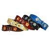 Brown Genuine leather Designer Dog Collar 14.5"x1" with Studs, Daisy, and Rhinestone