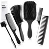 ZABOUL Detangling Hair Brush Set|Detangler Brush and Comb Set for Women and Men Kids, No More Tangle Hairbrush for Black Natural Wavy Wet Hair