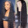 Water Wave Lace Front Wigs Human Hair Wigs for Women HD 13x4 Glueless Lace Frontal Wigs Human Hair Pre Plucked with Baby Hair Wet and Wavy Wigs Human Hair 150% Density Natural Color (24 Inch)