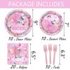 51 Pcs Outer Space Girls 2nd Birthday Party Supplies Two The Moon Birthday Decorations Tableware Includes Table Cloth, Plates, Napkins, Forks for Pink Space Two Years Old Birthday Party Decorations