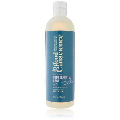 In Good Conscience Hydrating Body Wash: All-Natural Peppermint Sage & Babassu Oil | Sulfate, Paraben, Phthalate & PEG Free Soap | No Synthetic Fragrances | For Men & Women | 12 oz.