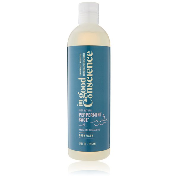 In Good Conscience Hydrating Body Wash: All-Natural Peppermint Sage & Babassu Oil | Sulfate, Paraben, Phthalate & PEG Free Soap | No Synthetic Fragrances | For Men & Women | 12 oz.