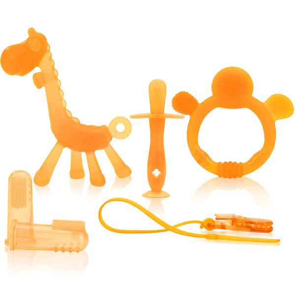 Food WAJIAYON Amber Oil Baby Teething Toys for Babies 0-6 Months Set of 6,Baby Toys 6 to 12 Months,Freezer BPA Free Soft and Textured Silicone Baby Teether Relief Soothing Sore Gums Chew Infant Toys