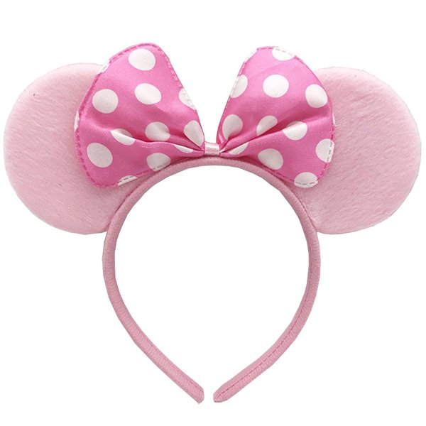 Roffiy Mouse Ears Headband Shiny Mouse Ears Bows Hairband for Birthday Hair Decoration Halloween Theme Costume Cosplay Halloween Hair Accessories for Women-Pink