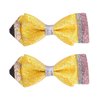 Back To School Pencil Hair Bow Clips, Sparkly First Day of School Hair Clip Leather Pencil Hair Bow Graduation and School Season Hair Accessories for Girls, Yellow