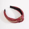 Wiwpar Knotted Headbands for Women Fashion Wide Headband Vintage Knotted Head Band Hair Hoop Hair Accessories with Metal Chain (Red)