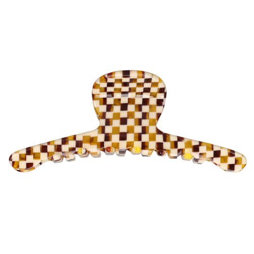 Hair Claw Clip for Women Fashion Elegant Hollow Hair Clip Medium Claw Clip Hair Barrettes Hair Accessories(Checkered Brown)