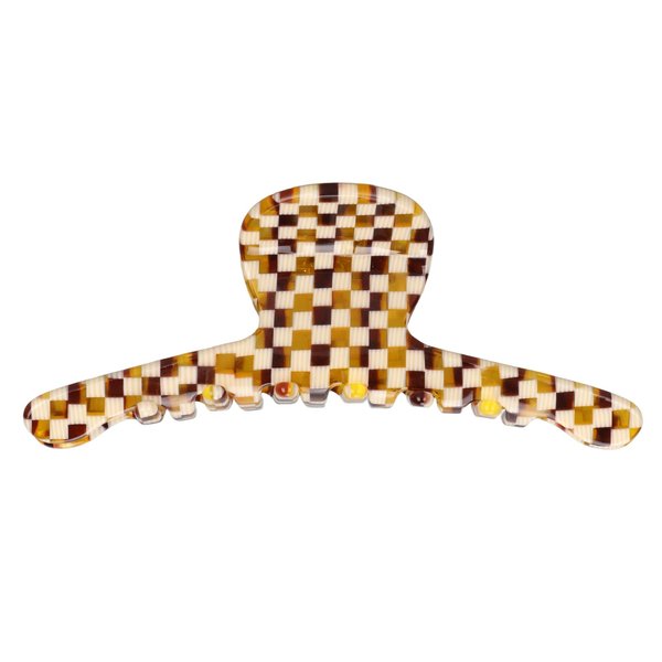 Hair Claw Clip for Women Fashion Elegant Hollow Hair Clip Medium Claw Clip Hair Barrettes Hair Accessories(Checkered Brown)