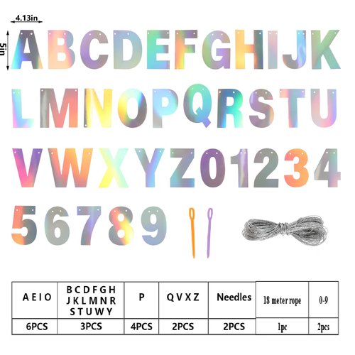 DIY Banner Kit with Letters Banner Letters Holographic Customizable Birthday Banners Graduation Banner Custom Party Hanging Banner for Graduation Wedding Party Baby Shower Decoration (Holographic)