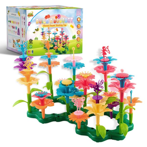 Axel Adventures Flower Garden Building Toy, Girls Toys Age 3-6 Year Old, Toddler Toy for Girls, Boys Gift, Fairy Garden, Stem Toys for 3, 4, 5, 6 Year Old, Preschooler Flower Building Set, Kids Toy