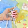 TsMADDTs Press on Nails Long Coffin Fake Nails Set with 12 Packs Acrylic Ballerina False Nails with Glue,Files,Stickers for Nail Art DIY,12 Colors Glue On Nails
