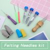 3 Sizes Felting Needles, 43 Pieces Felting Tools, Needle Felting Tools with Wood Handles, Awl, Instruction for Needle Felting DIY Felting Supplies