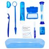 HRASY Portable Orthodontic Oral Care Kit for Braces - Interdental Brush Dental Wax Dental Floss Toothbrush Cleaning Kit(Blue)