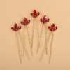 Teyglen 5pcs Crystal Wedding Hair Pins Red Rhinestone Bridal Hair Pins Clips Simple Crystal Hair Piece Hair Jewelry Accessories for Women (Red)