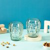 Habitage Upcycled Old Monk Face Glasses Set of 2 | Eco-friendly Glassware handcrafted from Rum bottles | Ideal for Rum, Whiskey, Gin, Juices, Smoothies, Cocktails | Great for Gifting