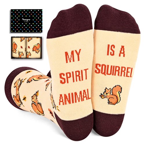 HAPPYPOP Funny Squirrel Gifts for Squirrel Lovers Squirrel Socks, Fun Gifts for Her Him Mom Dad
