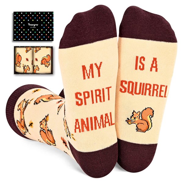 HAPPYPOP Funny Squirrel Gifts for Squirrel Lovers Squirrel Socks, Fun Gifts for Her Him Mom Dad