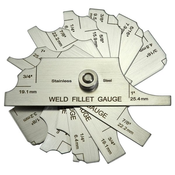 RIVERWELD 7 Piece Fillet Weld Set Gage MG-11 Rl Gauge Depth Gauges Welding Inspection Test Ulnar Marks Metric & Inch Checking Fillet Leg and Throat Size