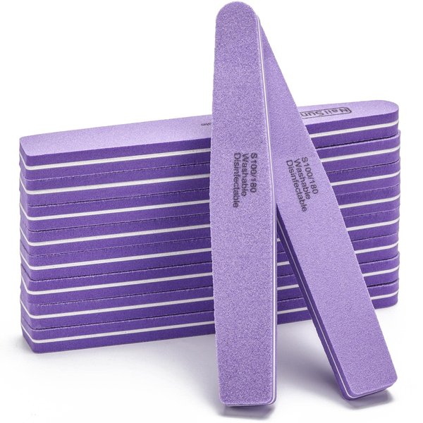Nail Buffer Blocks 10 Pcs Professional Nail Files 100/180 Grit for Acrylic/Natural Nails, Purple