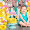 Glimin 44 Pcs Duck 1st Birthday Decorations Yellow Duck Balloon Rubber Duck Latex Balloon Animal Foil Balloon One Birthday Cake Topper Duck Party Tablecloths Duck Party Decor for Boys Girls(Cute)