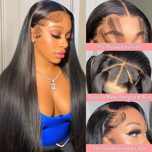 miniask 36 Inch Lace Front Wigs Human Hair Straight Wigs Human Hair 180 Density Lace Frontal Human Hair Wigs for Women Human Hair