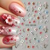 5Sheet 5D Embossed Relief Nail Design Kit Flower Nail Stickers For Nail Art,White Daisy Nail Art Stickers Spring Summer Colorful Floral Nail Decals For Nail Art Black Jelly Blossom Petals Nail Sticker