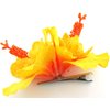 Double Yellow Hibiscus Silk Flower Hair Clip with Teeth