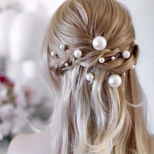 Yheakne Wedding Pearl Hair Pins Gold Pearl Hairpins Decorative Hair Pins Heapieces Decorative Bobby Pin Bridal Hair Accessories for Bride and Bridesmaid 9Pcs (Gold)