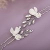 Teyglen 2pcs Flower Bridal Hair Pins Rhinestone Wedding Hair Pins Clips Set with Pearl Flower Hair Accessories for Bride Wedding Crystal Hair Piece for Women Girls (Silver)