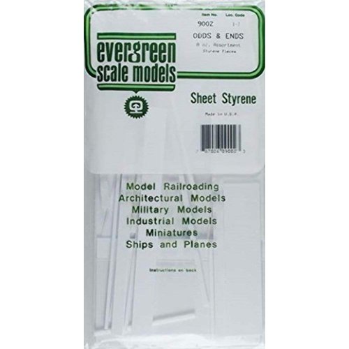 Evergreen Scale Models Styrene Sheet Odds & Ends EVG9002 Plastic Building Supplies, 3 pieces