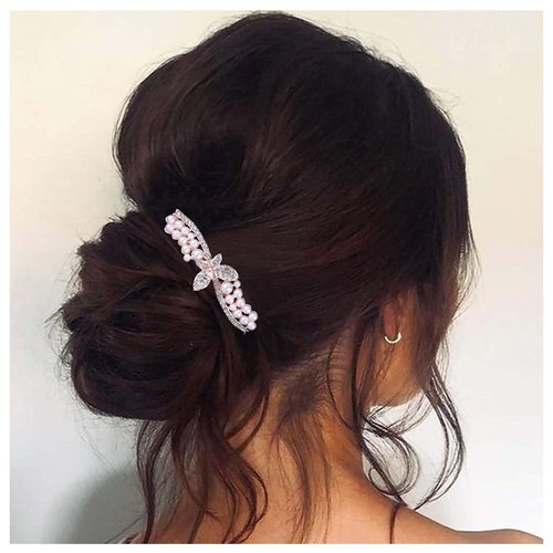 Iaceble Sparkly Crystal Butterfly Hair Comb Bridal Pearl Hair Combs Vintage Gold Rhinestone Hair Comb Headpiece Wedding Butterfly Hair Comb Decorative Hair Accessories for Women and Girls Headdress (Butterfly)