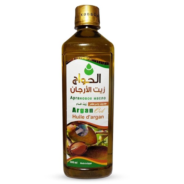 Argan Oil Cold Pressed Al Hawaj Elhawag El Hawag Concentrated Crude Perfect Useful Hair & Nails & Skin Pure & Natural (1 Pack = 17.64 oz / 500 ml) زيت الأرجان الحواج