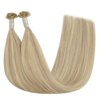 YoungSee U Tip Hair Extensions Human Hair Ash Blonde with Bleach Blonde Highlights U Tips Remy Hair Extensions for Women Highlights Keratin Hair Extensions Human Hair Hot Fusion Blonde 20In 1G/S 50G