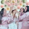 Sage Green and Blush Pink Bridal Shower Decorations Boho Bride to Be Decorations Sage Green and Pink Bachelorette Party Decorations Beige Fans Dusty Rose Tissue Pom Poms with Cream Tassel Garland